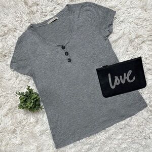 Active USA Button Short Sleeve Tee 💗 Gray